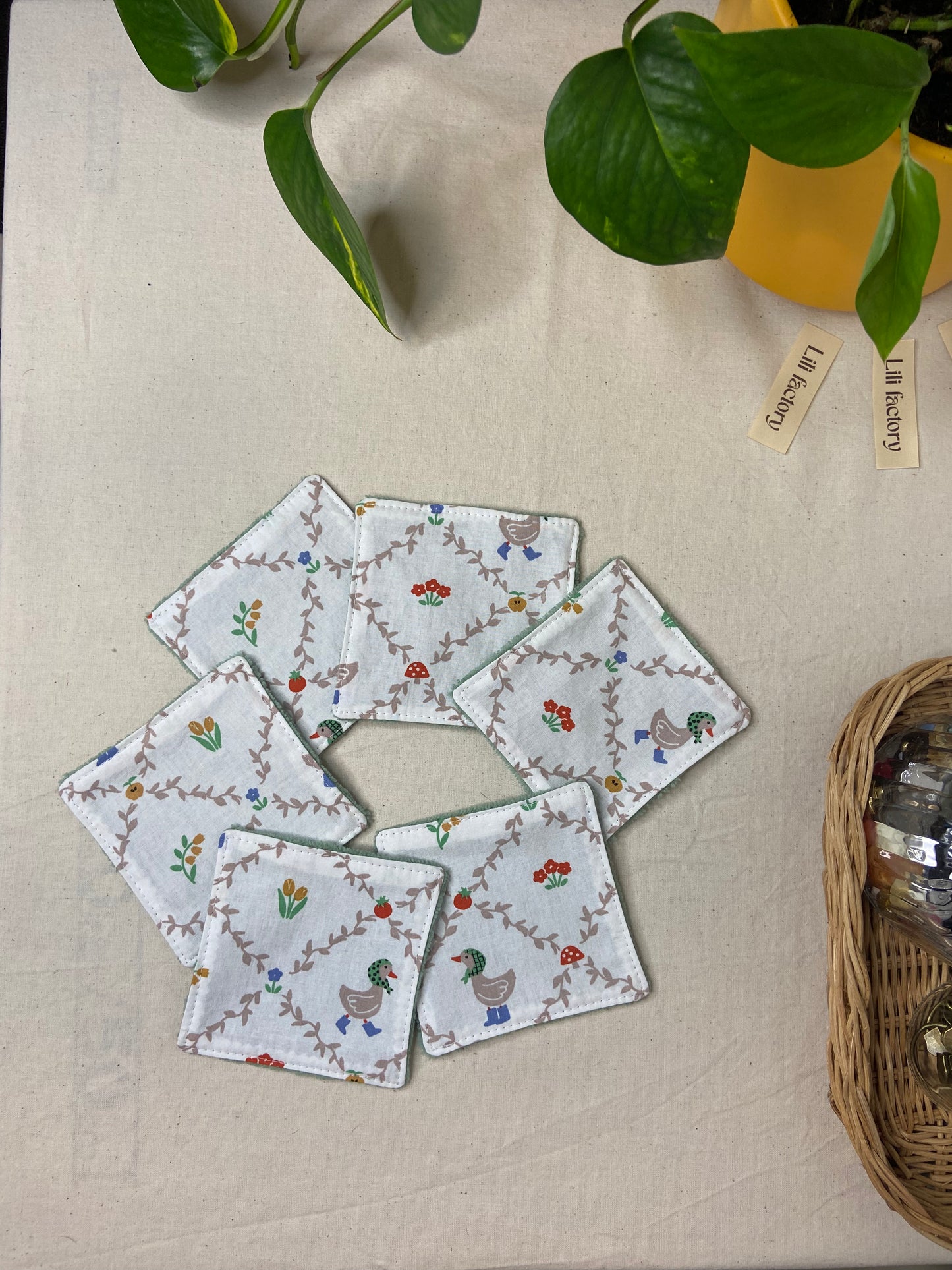 🐣 Cotons lavables en éponge bambou - lot de 6